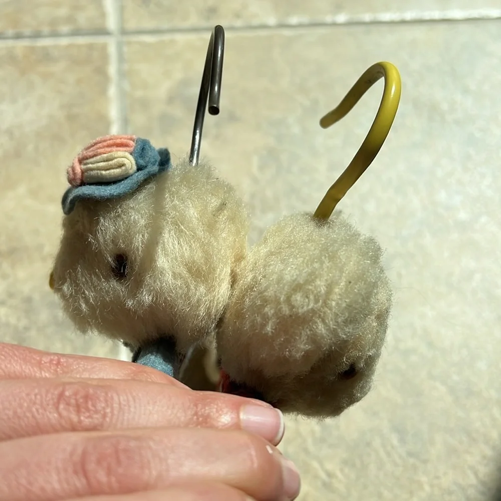RARE Vintage Children Kids Clothing Coat Hanger Teddy Bear face 3D felt & duck